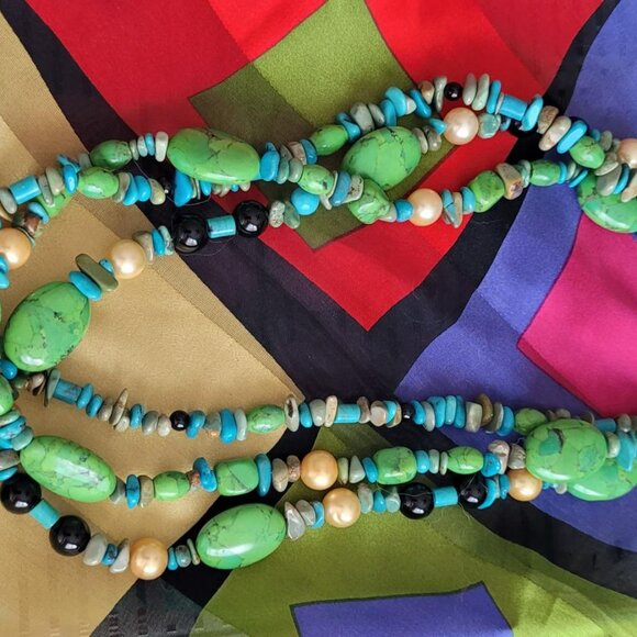 Jay King 3 Strand Lime Turquoise Necklace - Picture 1 of 4